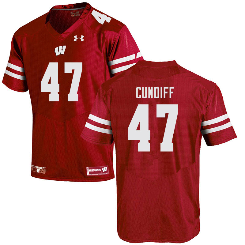 Men #47 Clay Cundiff Wisconsin Badgers College Football Jerseys Sale-Red